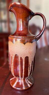 Vintage Royal Haeger Ewer Brown  sandy Lava Drip Glaze 12-inch tall